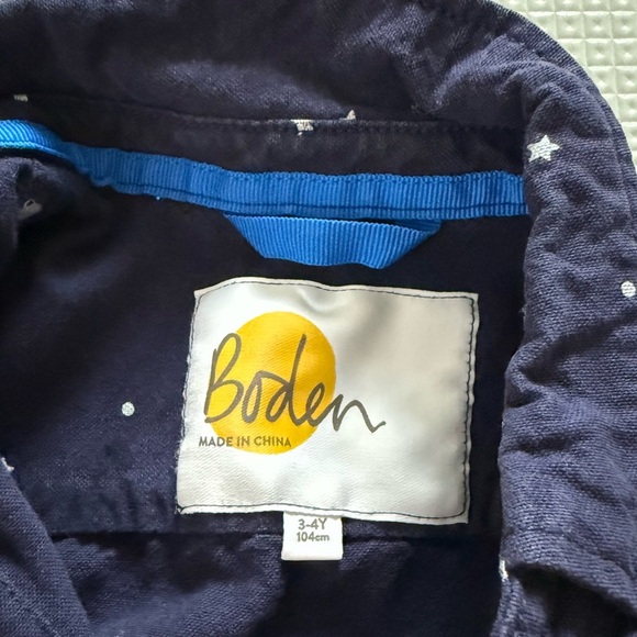 BODEN|toddler boy navy star print button down long sleeve shirt,novelty print••• - Picture 6 of 6